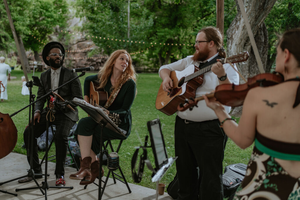 live band at lyons farmette wedding venue